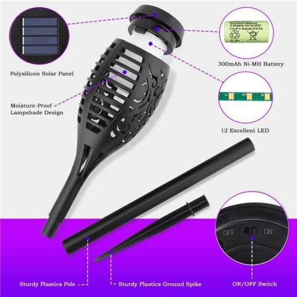 Halloween Decor, 10Pack Purple Outdoor Halloween Lights with Flickering Flame - Picture 5 of 7